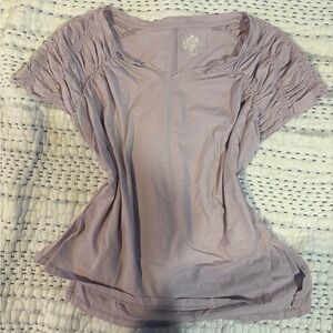 Pilcro Anthropologie Lilac Ruched Short Sleeve Top